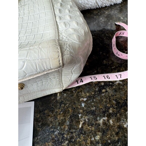 Brahmin Tote Bag Womens Large White Croc Embossed Shoulder Zip Top w/ COA - Picture 12 of 16